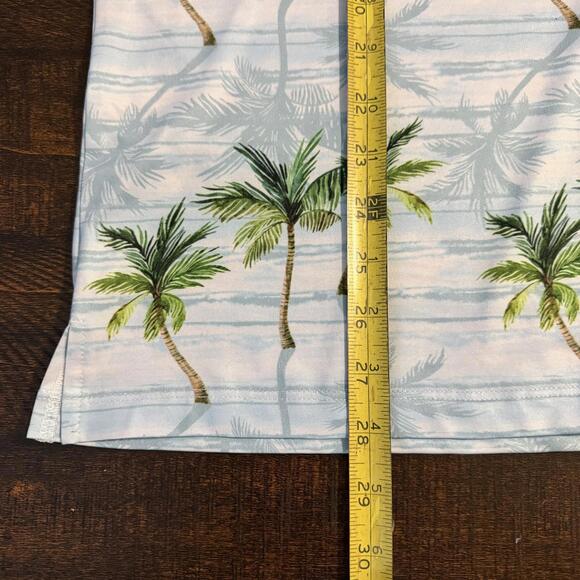 YATTA GOLF Palm Tree Performance Polo Shirt Men's Medium Light Blue Tropical - Picture 7 of 10